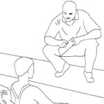 Swimming coach guides swimmer coloring page