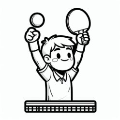 Boy table tennis champion coloring page