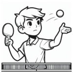 Table tennis serve by boy coloring page