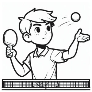 Table tennis serve by boy coloring page coloring page