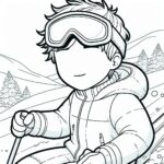 Add-your-face teen boy skiing coloring page