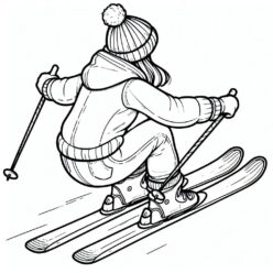 Teen girl skiing coloring page