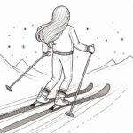 Teen girl skiing coloring page