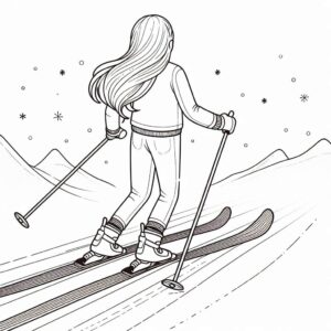 Teen girl skiing coloring page coloring page