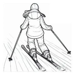 Teen girl skiing fast coloring page