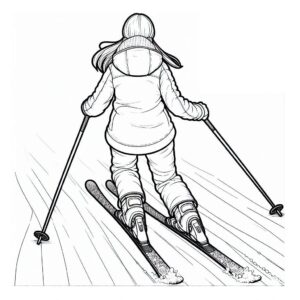 Teen girl skiing fast coloring page coloring page