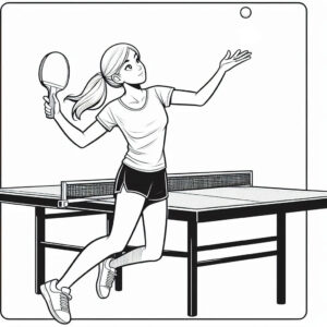 Table tennis teen girl smash coloring page coloring page