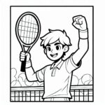 Tennis boy fist pump coloring page