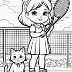 Tennis girl & cat, a winning duo