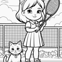 Tennis girl & cat, a winning duo