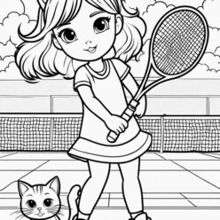 Tennis girl & cat, a winning duo Tennis girl & cat, a winning duo