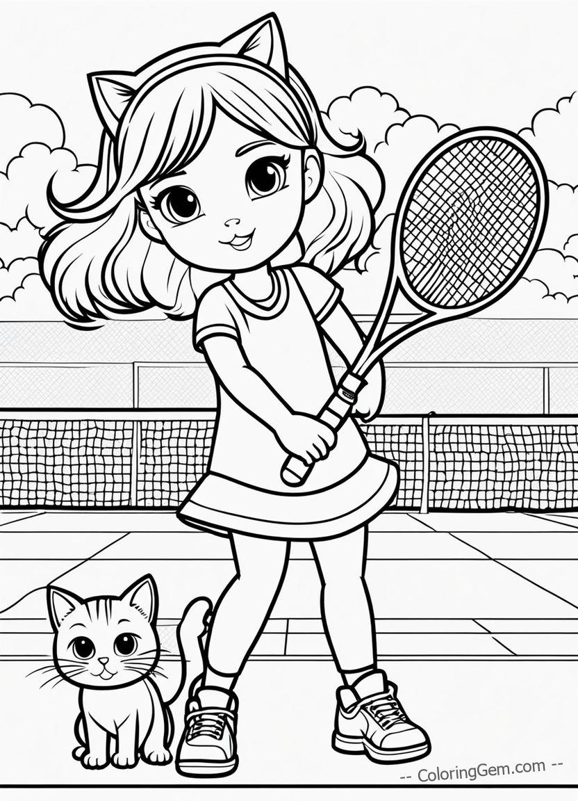 Tennis girl & cat, a winning duo