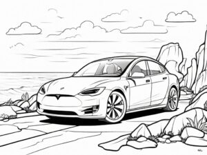 Tesla’s electric power: ocean road bliss coloring page