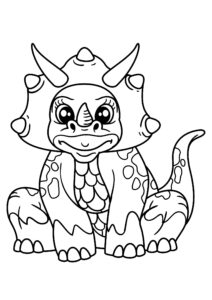 Three-horned dinosaur: a piercing gaze coloring page