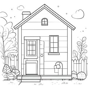 Tiny home garden oasis coloring page