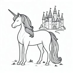 Unicorn castle guard coloring page