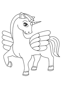 Unicorn’s determined gaze: a moment of power coloring page