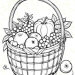 Vibrant fruits & flowers in woven basket