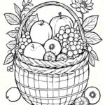 Vibrant fruits & flowers in woven basket