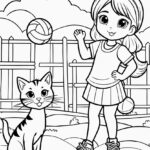 Volleyball, cat & girl's epic play