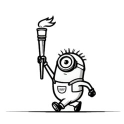 Walking minion olympic torchbearer coloring page