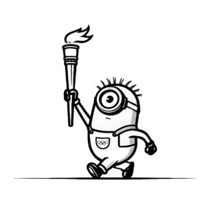 Walking minion olympic torchbearer coloring page coloring page