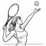 Woman making tennis serve coloring page