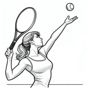 Woman making tennis serve coloring page coloring page