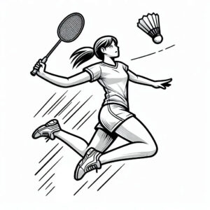 Woman smashing badminton coloring page coloring page