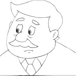 Worried man thinking coloring page for kids