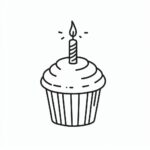 Birthday cupcake candle coloring page