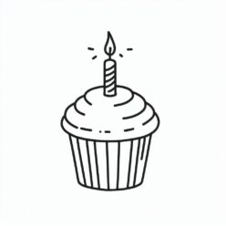 Birthday cupcake candle coloring page