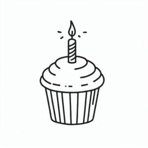 Birthday cupcake candle coloring page coloring page