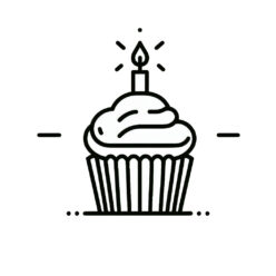 Cupcake and candle coloring page