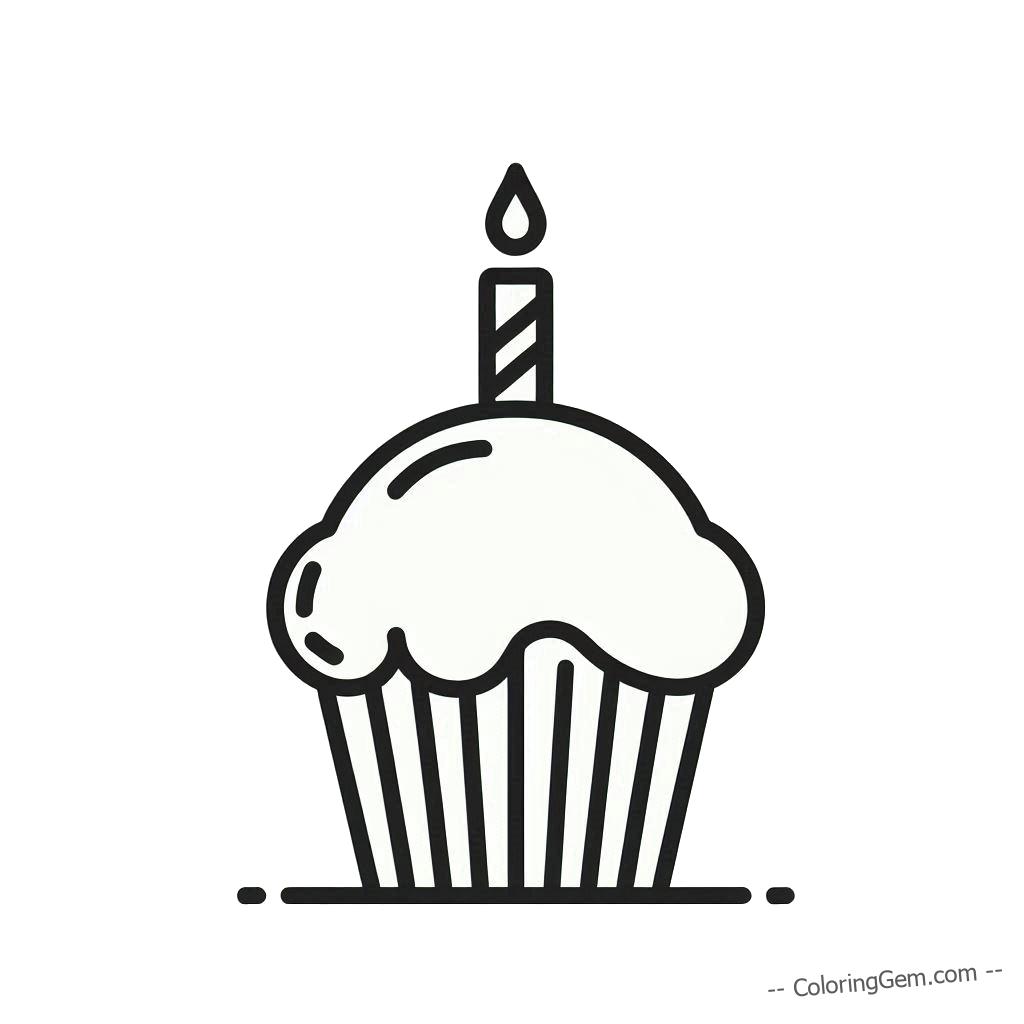 Delicious fluffy cupcake coloring page