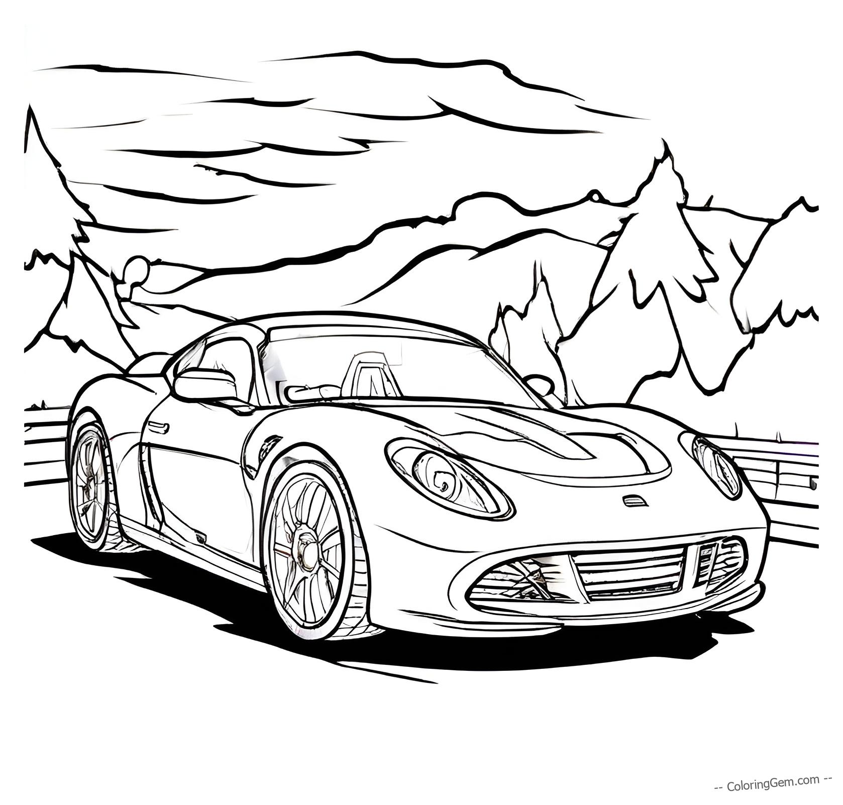 Fast sports car coloring page