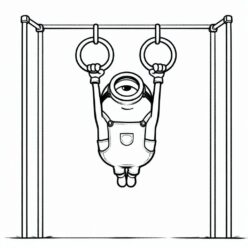 Focus minion gymnastics rings coloring page