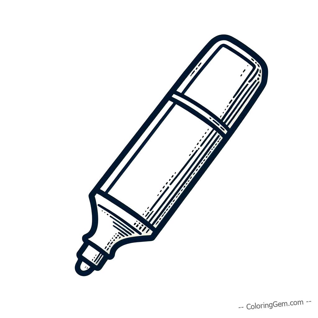 Highlighter stationery set coloring page