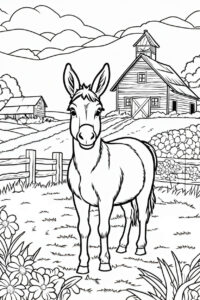 Lonely donkey farm coloring page coloring page