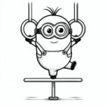 Minion gymnastics on pommel horse olympics coloring page