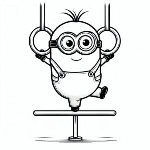 Minion gymnastics on pommel horse olympics coloring page coloring page