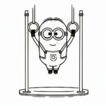 Minion gymnastics rings coloring page