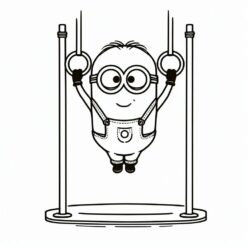 Minion gymnastics rings coloring page