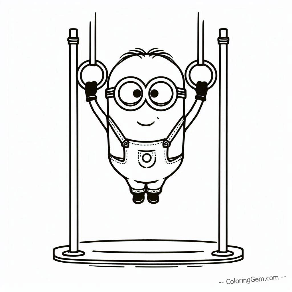 Minion gymnastics rings coloring page