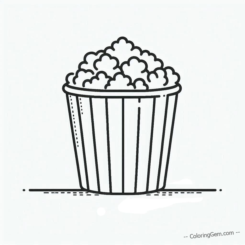 Movie night popcorn coloring page