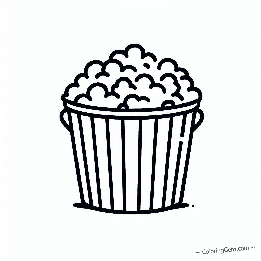 Movie night popcorn coloring page