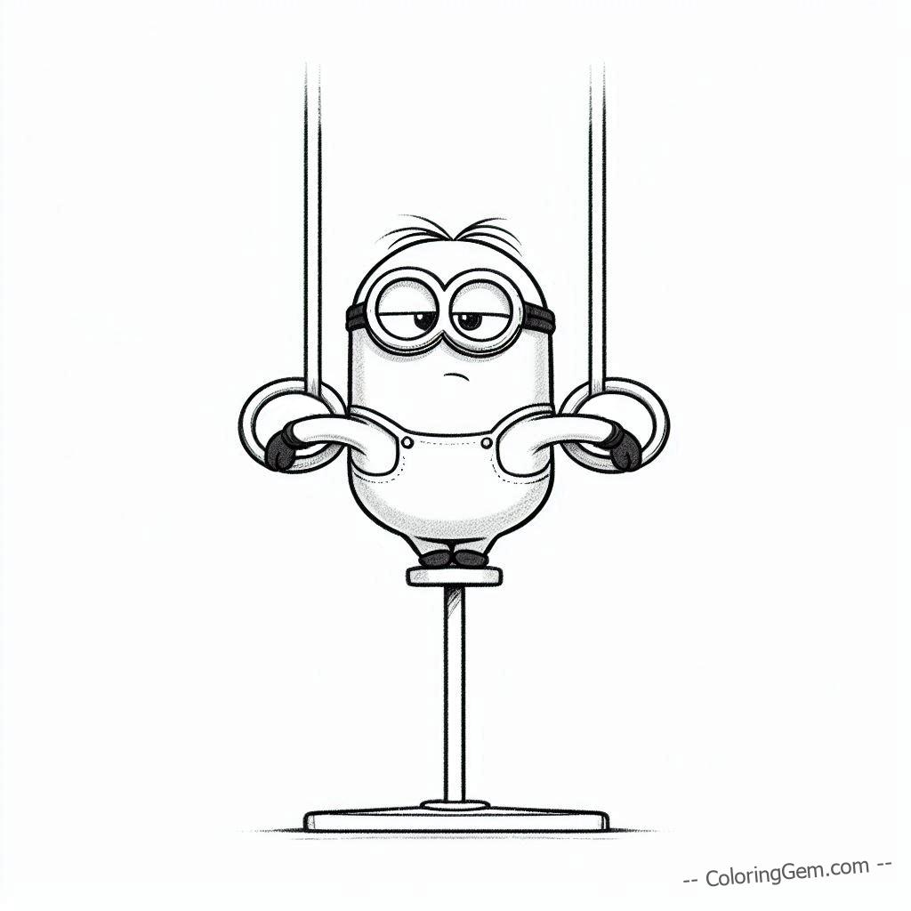 Nonchalant minion gymnastics olympics coloring page